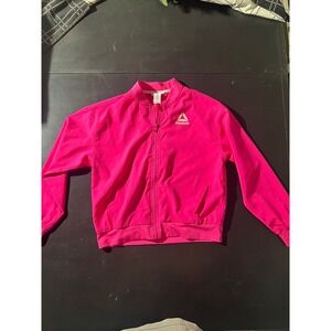 Reebok Girls Hot Pink Full Zip Track Jacket Mock Neck Activewear Size XL 14/16